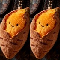 Porte-clés en peluche patate douce rôtie de dessin animé, jouet amusant, peluche douce et mignonne, poupée de compagnie, cadeau, vente directe d'usine