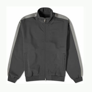 Chaqueta deportiva de hombre al por mayor con rayas laterales en contraste, cuello alto, cremallera completa, corte cropped y holgado, estilo vintage, de sarga tejida, para streetwear. - Product Image 5