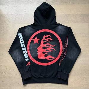 地狱塔美式时尚品牌地狱之星复古水洗仿旧毛圈连帽衫运动裤休闲套装 - Product Image 4