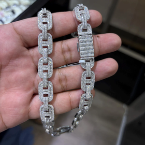 Rich Vibes 12mm Vvs Moissanite Custom Clasp <b>Iced</b> <b>Out</b> Paperclip Link <b>Chain</b> 925 Sterling Silver Bling Bling Cuban Link <b>Chain</b> - Product Image 2