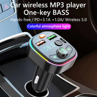 Q6 OLIVER Fitment Car FM Transmitter untuk USB untuk Pemutar MP3 Hands-free Lampu Ambient Pengisian Cepat PD Pengisi Daya USB 3.1A