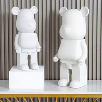 Figurines Fluides Tendance, Statue d'Ours Blanche, Sculpture DIY pour Peinture par Coulée, Ornements en Briques d'Ours 27/35/50cm, Décoration d'Intérieur, Artisanat en Résine