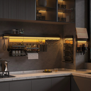 Cost-effective <strong>Storage</strong> Organizer Wall-mounted Kitchen Knife Spoon Utensils Holder <strong>Rack</strong> with <strong>Towel</strong> Hanger - Product Image 2