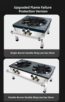Cuisinière à gaz commerciale à trois brûleurs en acier inoxydable, autoportante, avec protection contre l'extinction de la flamme
