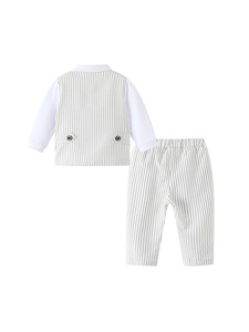 Ensemble de cérémonie rayé pour bébé garçon, style britannique, deux pièces, collection printemps, vente chaude - Product Image 3