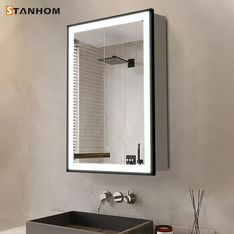 Armário de remédios com espelho de alumínio para banheiro moderno Stanhom