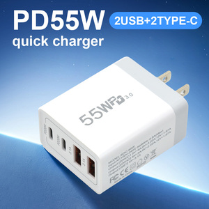 Hot bán 55W kép USB A + C PD 20W USB C Power Adapter đôi USB 3.1A nhanh chóng sạc tường sạc - Product Image 3