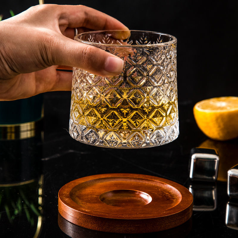 330ml Rotating Whiskey Glasses Spinning Swirling Drinking Glasses Stress Tumbler