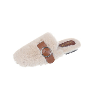 2024 automne/hiver nouvelle fourrure femmes pantoufles personnalisé extérieur bout rond décontracté moelleux chaud plat pantoufles pour femmes plat - Product Image 6