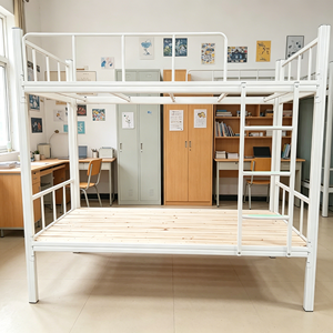 Lit superposé métallique pour quatre personnes, idéal pour dortoirs, appartements et personnel adulte, avec escalier intégré. - Product Image 2
