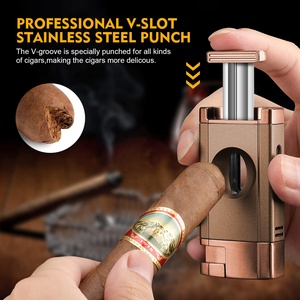 Novo Conjunto de Presente de Isqueiro e Cortador de Charutos de Metal Prateado, com Logotipo Personalizado, Isqueiro de Charutos de Luxo em Liga de Zinco a Butano - Product Image 3