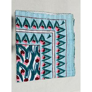 Handcrafted Kantha <b>Quilt</b> Cotton <b>Bedspread</b> Made Using Block Printing Techniques Offering Breathable Fabric And Decorative Appeal - Product Image 2