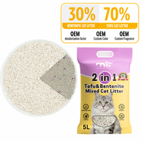 Litière pour chat végétale à base de tofu et de bentonite, mélange 7:3, absorbant les odeurs, faible teneur en poussière, 6L 10L, vente en gros d'usine, OEM