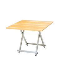 Table à manger pliante carrée portable de 80 cm avec plateau en imitation bois et structure en métal