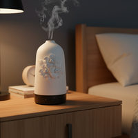 Diffuseur d'huiles essentielles électrique en céramique personnalisable 2026 - Humidificateur ultrasonique de parfum avec lumière d'ambiance LED pour usage intérieur et hôtelier, garantie 1 an