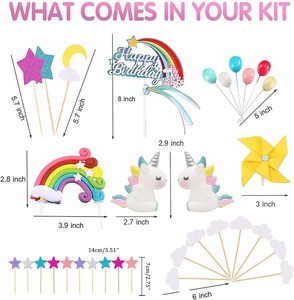 Décorations de <span class=keywords><strong>gâteau</strong></span> <span class=keywords><strong>Licorne</strong></span> : Ensemble de 5 boules décoratives arc-en-ciel pour gâteaux d'anniversaire et chapeaux d'anniversaire - Product Image 2