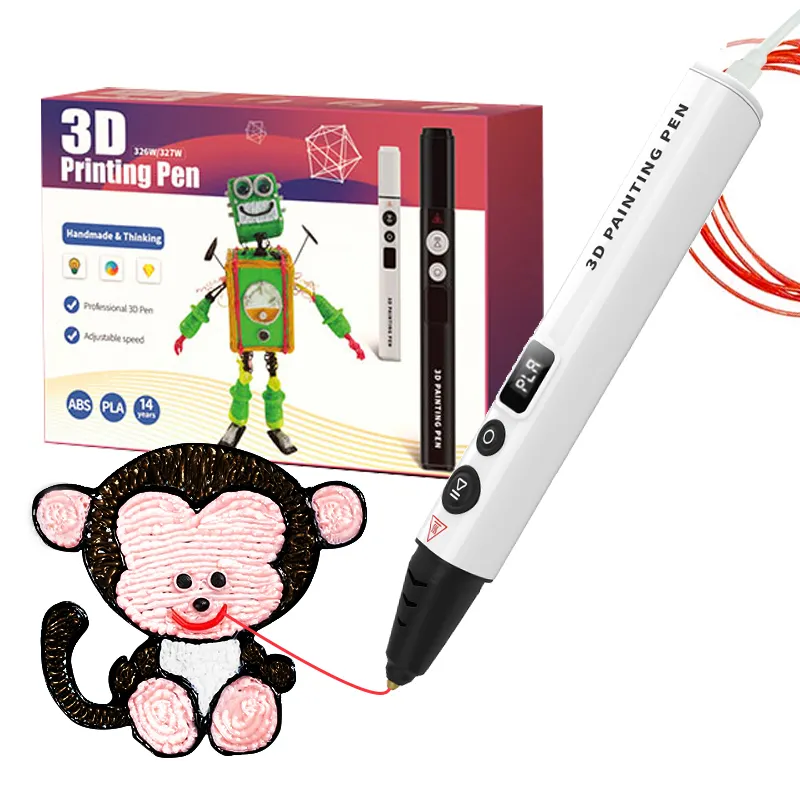 Bolígrafo de dibujo 3d para niños y adultos, juguete creativo de relleno de filamento de diseño, bricolaje, juguetes de Navidad, impresora digital 3d con cable de carga