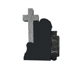 Croix en granit noir, pierre tombale en granit, monuments funéraires en forme de croix, croix funéraires en granit en gros, motifs de croix en granit, design moto - Product Image 5
