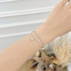 Dylam Trending Lucky Style Jewellery Rhodium Plated Sterling Silver Double Layer Chain 5A Zirconia Four Leaf <b>Clover</b> <b>Bracelets</b> - Product Image 4