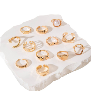 Nuevo Anillo de Perlas Irregulares de Lujo Vintage, Anillo de Flores, Anillos de Aleación para Mujer, Joyería de Moda al por Mayor - Product Image 6