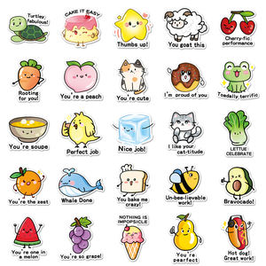 50 Uds texto creativo no infractor Material de PVC pegatinas de poste de recompensa en inglés Original para auriculares pegatinas de decoración de nevera - Product Image 3