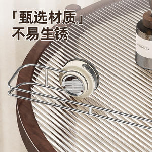 ที่แขวนกระดาษทิชชู่ในครัวแบบถ้วยดูดสุญญากาศ สีขาวนมทรงกลม ทันสมัย พร้อมที่แขวนกล่องกระดาษทิชชู่ และที่วางของแบบมีรูระบายน้ำ - Product Image 1