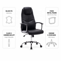 Chaises de bureau modernes, chaise de bureau exécutive noire ergonomique à hauteur réglable, pivotante, en cuir PU pour la maison et le bureau