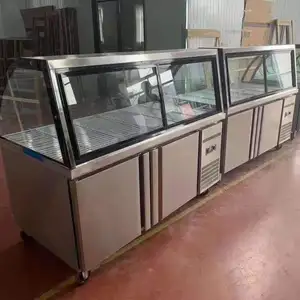 2021卸売商業ステンレス鋼冷凍庫サラダピザバーカウンター準備テーブルディスプレイ冷蔵庫冷蔵庫