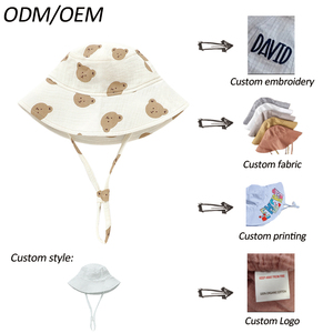 Регулируемая детская шляпа из дышащего муслина, детская шляпа из органического муслина и хлопка - Product Image 6