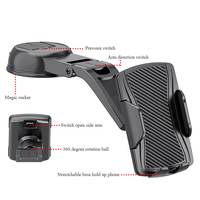 Support de téléphone Zippo en plastique avec ventouse, fixation solide et stable, accessoires de téléphone portable, bras flexible long, universel pour tableau de bord