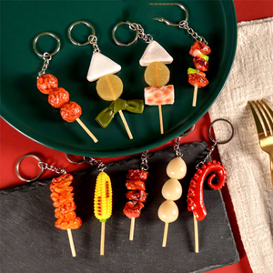 Miniatura de fábrica de pinchos de barbacoa japonesa para juego de comida, accesorios de llavero con colgante de carne y huevo para mochila escolar y llavero de coche - Product Image 4