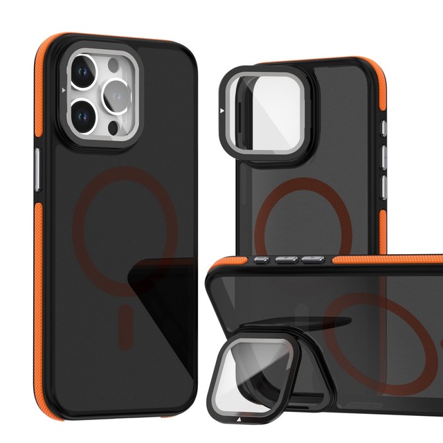 Glass Lens Camera Protection Stand Magnetic Case for iPhone 18 17 Air 15 11 12 13 14 16 Pro Max Plus S26 Ultra Matte Clear Cover