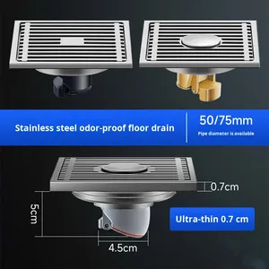 Griglia <span class=keywords><strong>di</strong></span> <span class=keywords><strong>Scarico</strong></span> Moderna 12*12 in Acciaio Inox 304 <span class=keywords><strong>per</strong></span> Vasca da Bagno e Lavatrice, Colore Grigio Pistola 15*15, <span class=keywords><strong>Scarico</strong></span> a Pavimento <span class=keywords><strong>per</strong></span> Lavandino da Bagno - Product Image 2