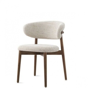 Tabouret de <span class=keywords><strong>bar</strong></span> en bois massif de style nordique <span class=keywords><strong>moderne</strong></span> avec repose-pieds haut et dossier incurvé en tissu de lin pour meubles de salon ou bars - Product Image 6