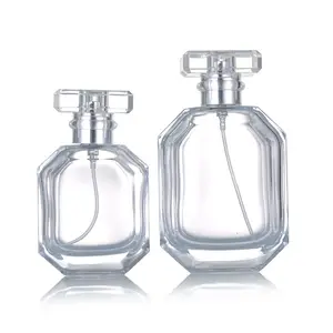 スライバーキャップで透明な豪華な不規則な形の空の香水瓶ネックレス固体香水ガラス瓶