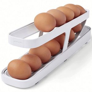 1pc Eco-Friendly ABS Plastic Egg Dispenser with Rolldown Design for <b>Fridge</b>-Neatly Stores and Distributes Eggs - Product Image 2