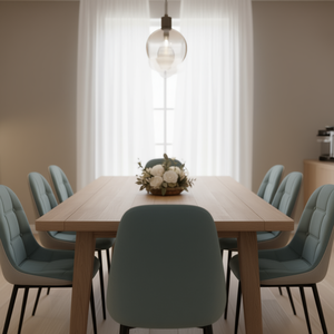 Sedia da Pranzo Moderna Homeera in Tessuto Trapuntato, 51x43x86cm, Grigio Chiaro, Gambe in Legno, Spugna e Ferro - Product Image 2