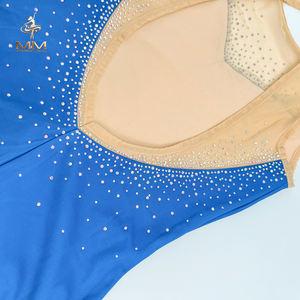 Seragam <span class=keywords><strong>leotard</strong></span> seragam latihan senam wanita kustom anak-anak dibuat dari sutra dengan berlian imitasi dan Logo kustom - Product Image 6