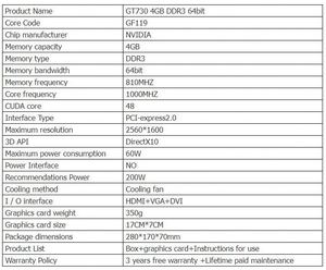 Tarjeta Gráfica GeForce GT730 en Oferta, 4GB, Tarjeta de Video HD para Computadora de Escritorio, GPU en Stock, Venta al Por Mayor - Product Image 2