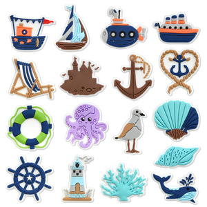 Adornos Personalizados de PVC para Zapatos con Diseños Náuticos, Submarinos y Marítimos, Decoración para Zuecos de Vacaciones en la Playa - Product Image 1