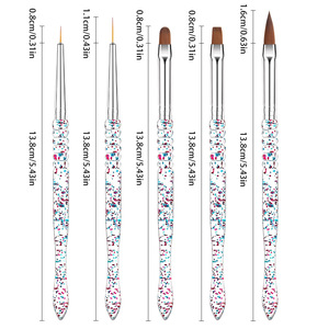 Lot de 5 pinceaux à ongles à paillettes avec manche perlé pour dessin, sculpture de cristaux et gel - Product Image 6