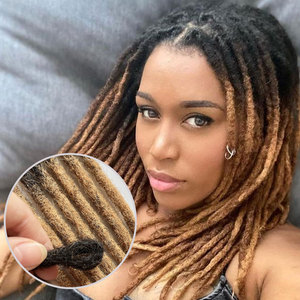 Rambut Asli India 100% Hitam Afro Ekstensi Dreadlock Permanen untuk Wanita, Rajutan Tangan, Grosir Pabrik - Product Image 1