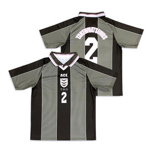 Chemises Courtes Mode Personnalisé Noir Stiped Conception de Haute Qualité Broderie Sublimation Football Maillot de Football - Product Image 3