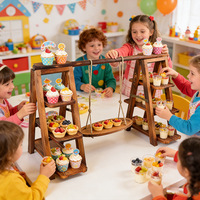 Présentoir à desserts en bois à 3 niveaux, plateau à gâteaux, étagère à dim sum, présentoir de cupcakes en bois massif pour bureau, centre de table pour mariage et fête