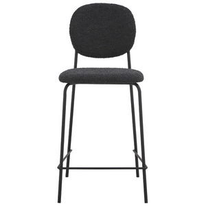 Rembourrage <span class=keywords><strong>de</strong></span> haute qualité pieds en métal noir tabourets <span class=keywords><strong>de</strong></span> <span class=keywords><strong>bar</strong></span> en <span class=keywords><strong>tissu</strong></span> boucle <span class=keywords><strong>gris</strong></span> <span class=keywords><strong>foncé</strong></span> avec dossier arrondi pour réglage <span class=keywords><strong>de</strong></span> cuisine <span class=keywords><strong>de</strong></span> <span class=keywords><strong>bar</strong></span> - Product Image 4