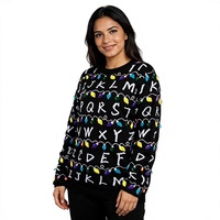 Pull personnalisé avec l'alphabet de Noël, col rond, manches longues, tricot d'hiver