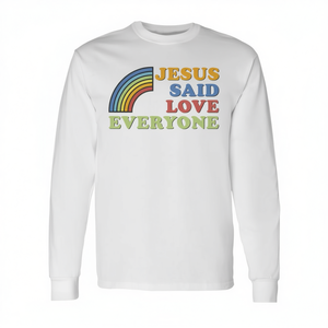 Maglietta a maniche lunghe con stampa Jesus Said Love Everyone Rainbow - Product Image 2