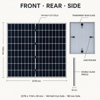 Panneau solaire bifacial TOPCon de type N 650W, cellules 182R, montage au sol pour l'agriculture, projet d'énergie agrivoltaïque