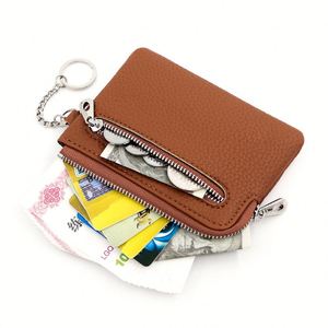 PU Leather Litchi Grain Zipper <b>Card</b> Holder Wallet with Coin Pocket and Hidden Slot <b>for</b> Promotional Gifts - Product Image 3