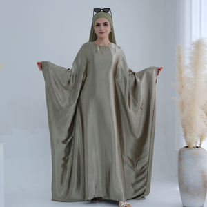 Loriya Venta caliente modesto elegante de talla grande Kaftan vestidos mujeres Dubai musulmán vestido islámico ropa lujo satén Abaya EID - Product Image 2